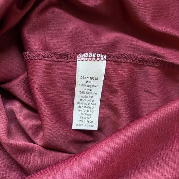 DownEast 2XL Burgundy Lace Knee Length Dress Touch of Luze Maroon Plus Size - Picture 6 of 6